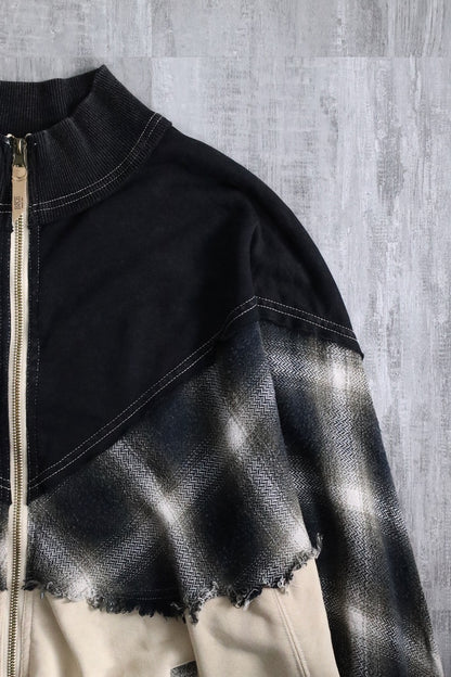 ombre textile switch over zip jacket black-white
