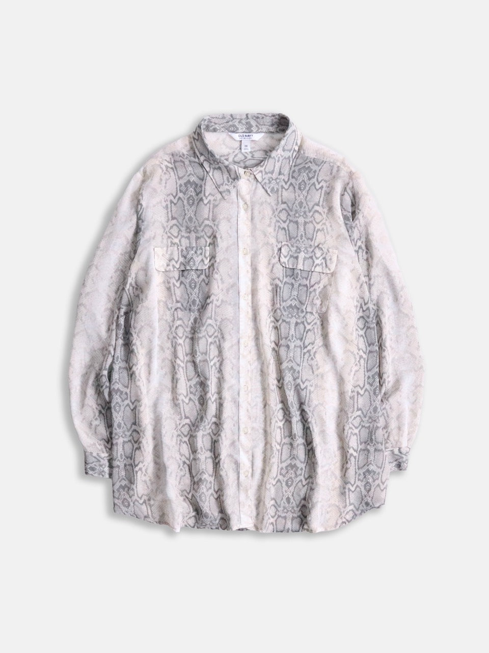 OLD NAVY python pattern sheer shirt ivory-gray