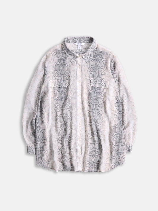 OLD NAVY python pattern sheer shirt ivory-gray
