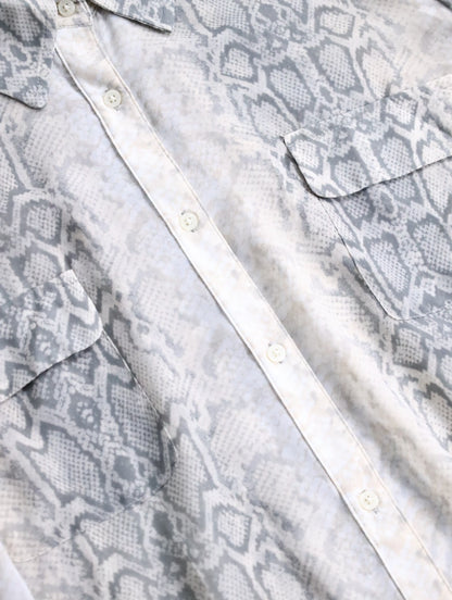 OLD NAVY python pattern sheer shirt ivory-gray