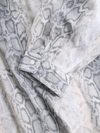 OLD NAVY python pattern sheer shirt ivory-gray