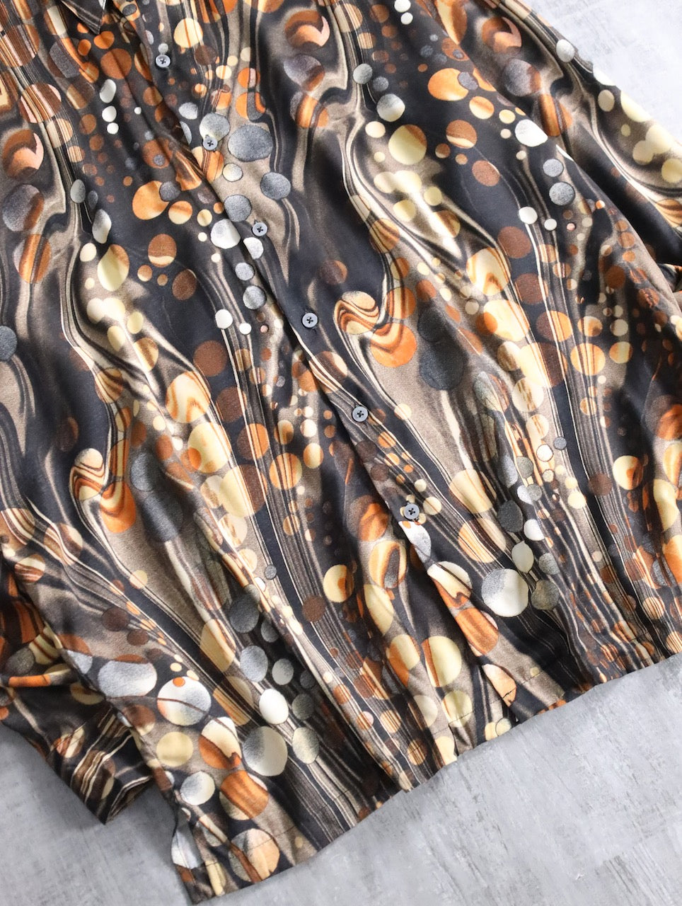 STACY ADAMS abstract pattern shirt orange-brown