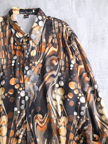 STACY ADAMS abstract pattern shirt orange-brown
