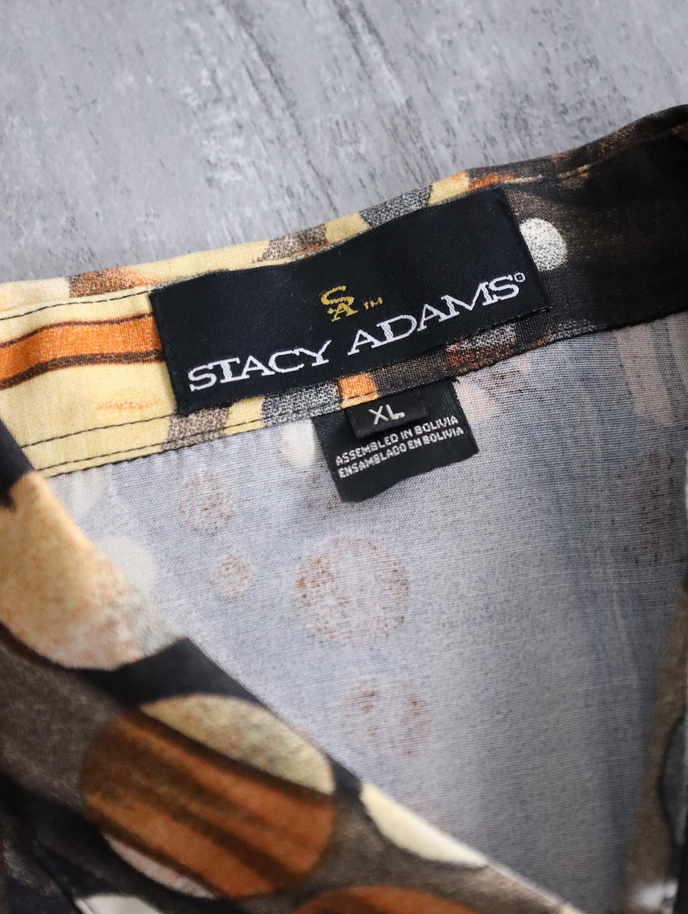 STACY ADAMS abstract pattern shirt orange-brown