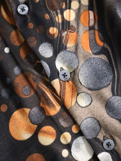 STACY ADAMS abstract pattern shirt orange-brown