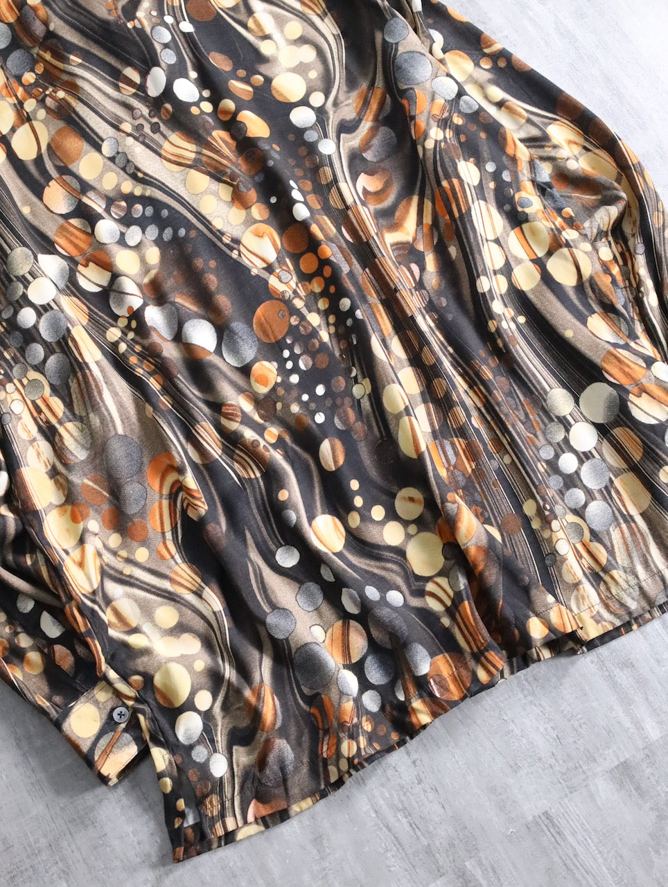 STACY ADAMS abstract pattern shirt orange-brown