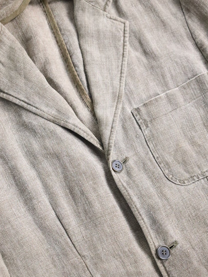 3B linen jacket made in portugal khaki
