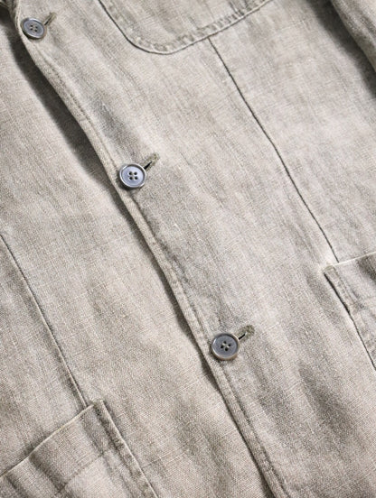 3B linen jacket made in portugal khaki