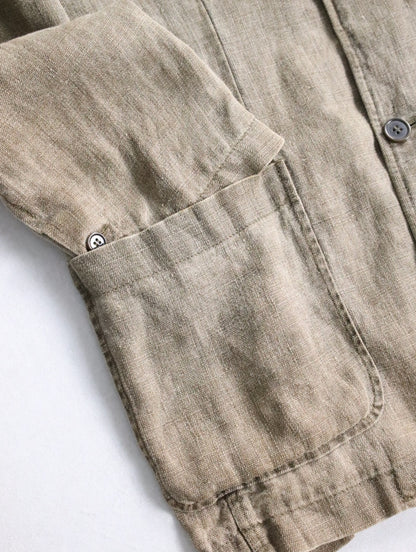 3B linen jacket made in portugal khaki
