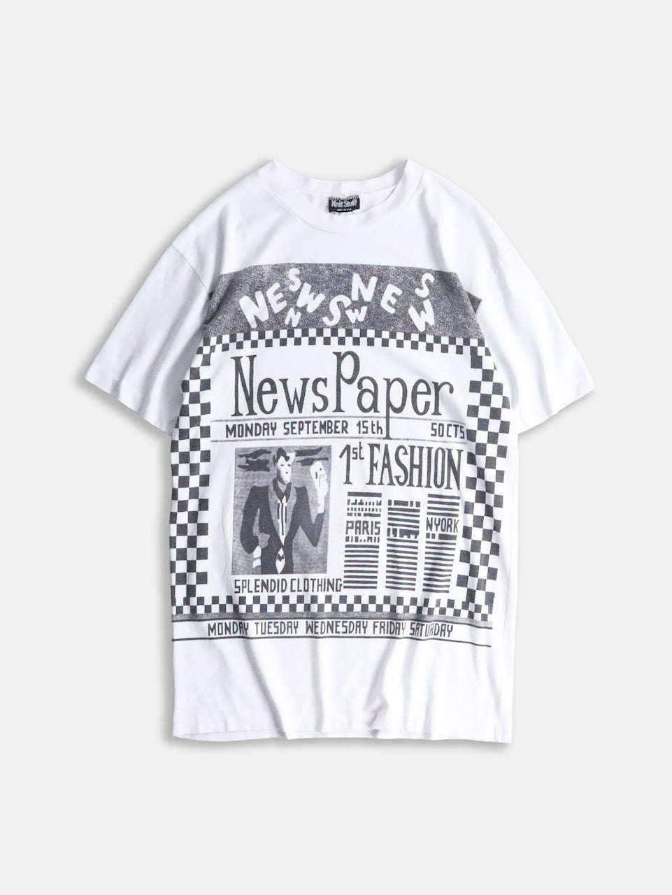 90s newspaper tee white-black