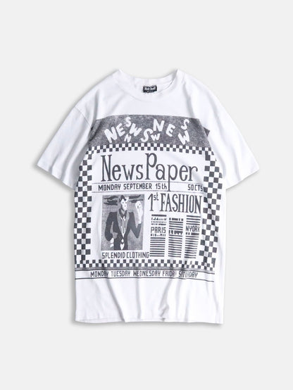90s newspaper tee white-black