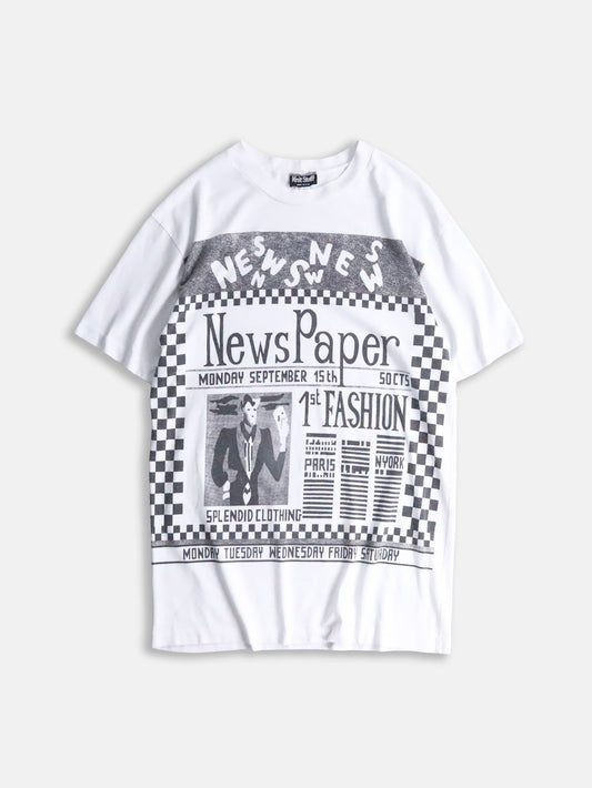 90s newspaper tee white-black