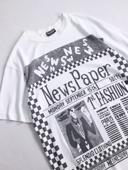90s newspaper tee white-black
