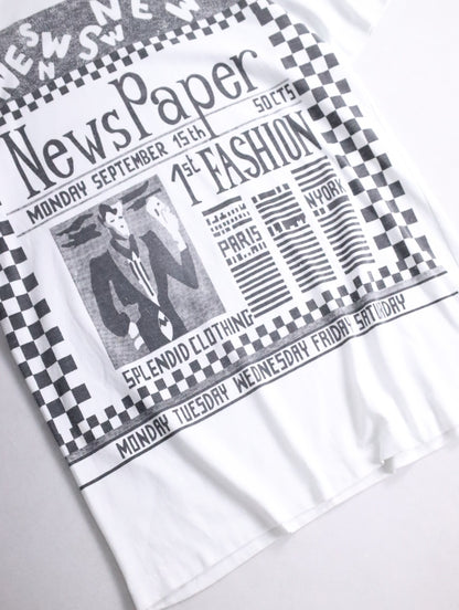 90s newspaper tee white-black