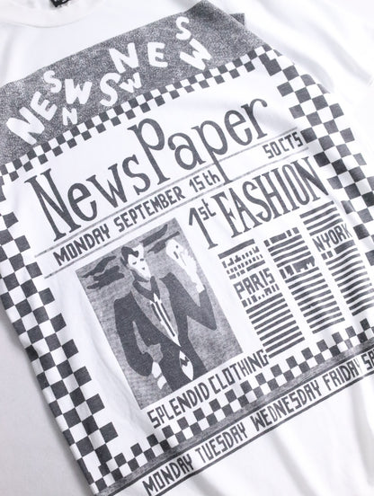 90s newspaper tee white-black