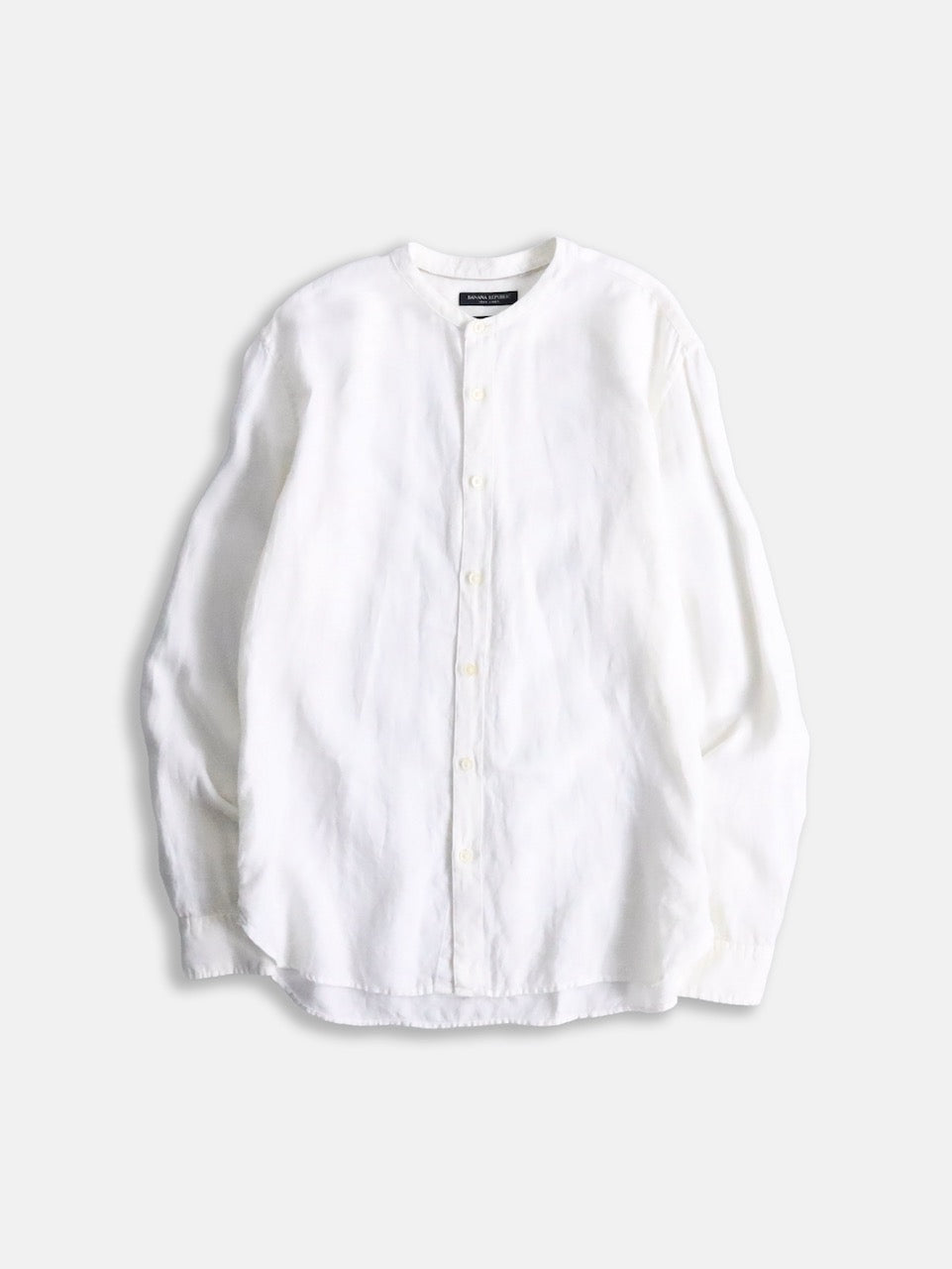 banana republic bund collar linen shirt white