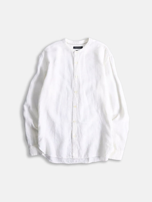banana republic bund collar linen shirt white