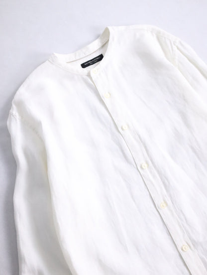 banana republic bund collar linen shirt white