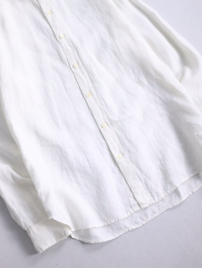 banana republic bund collar linen shirt white