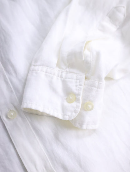 banana republic bund collar linen shirt white