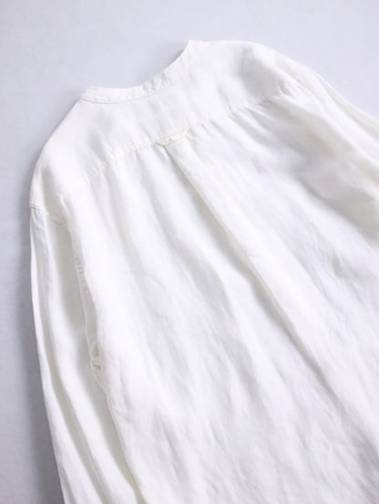 banana republic bund collar linen shirt white