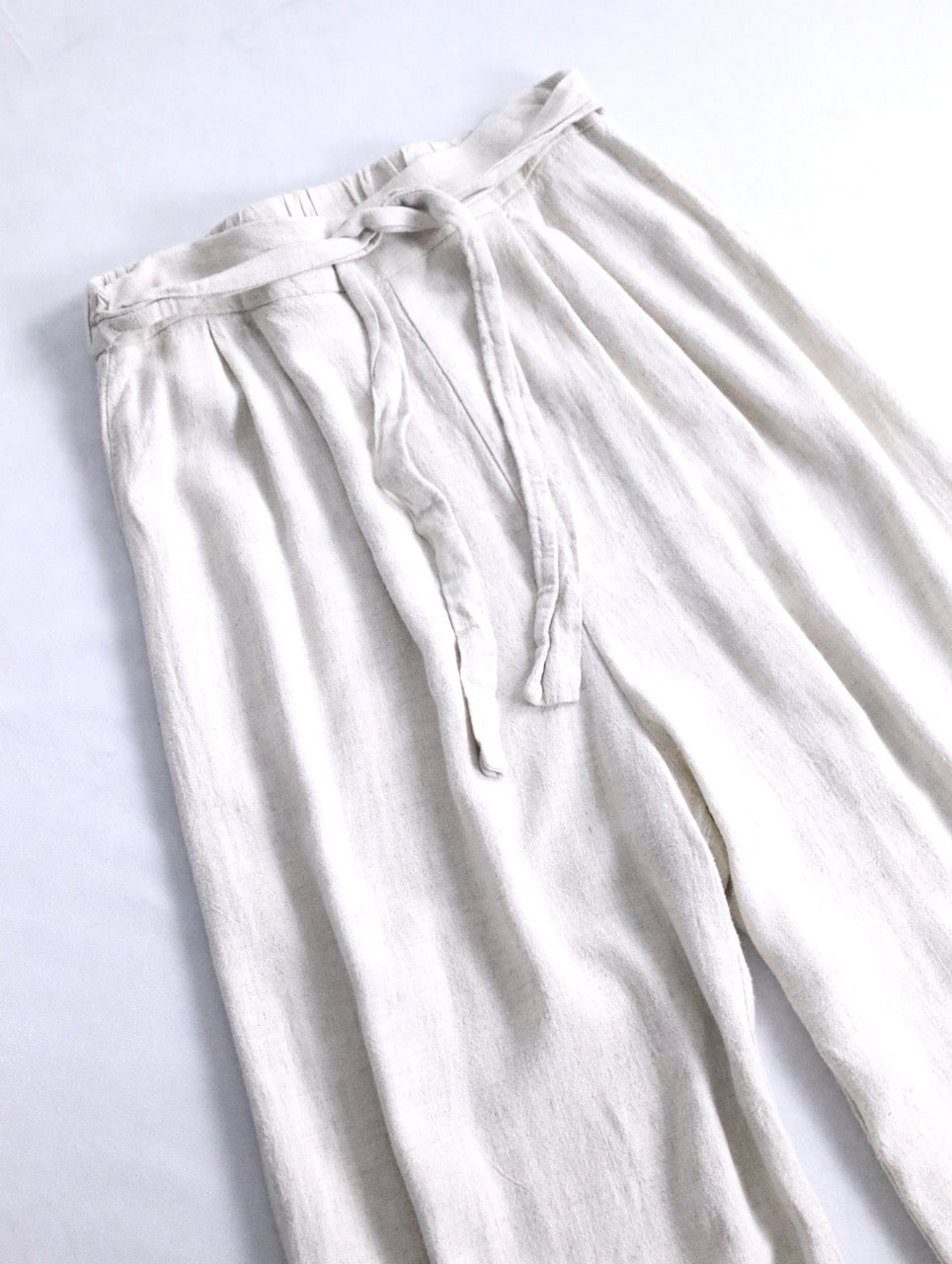 linen cotton wide straight easy pants ivory