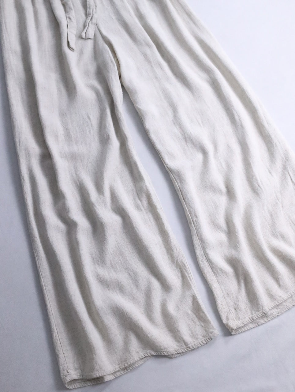 linen cotton wide straight easy pants ivory