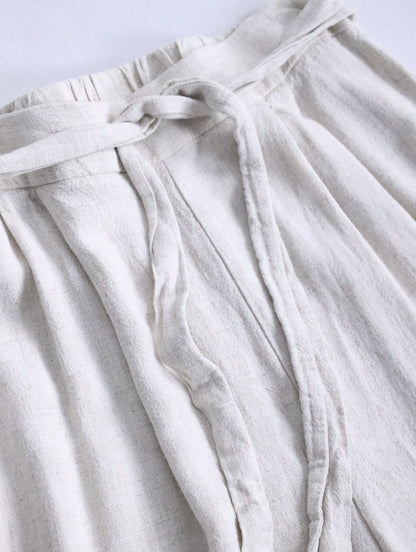linen cotton wide straight easy pants ivory