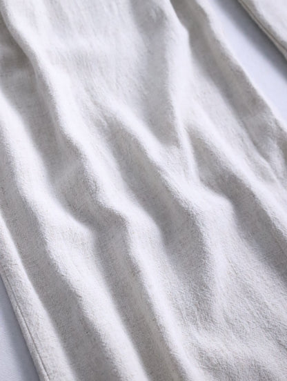 linen cotton wide straight easy pants ivory