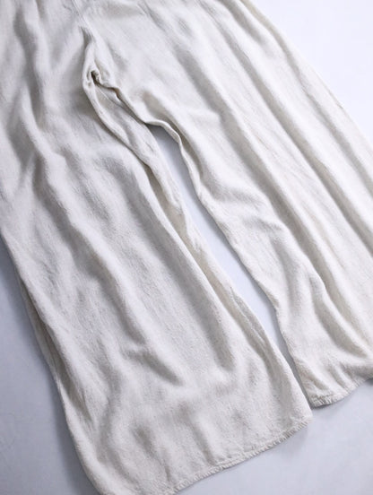 linen cotton wide straight easy pants ivory
