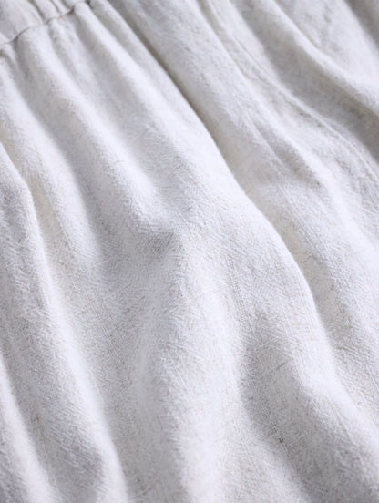 linen cotton wide straight easy pants ivory