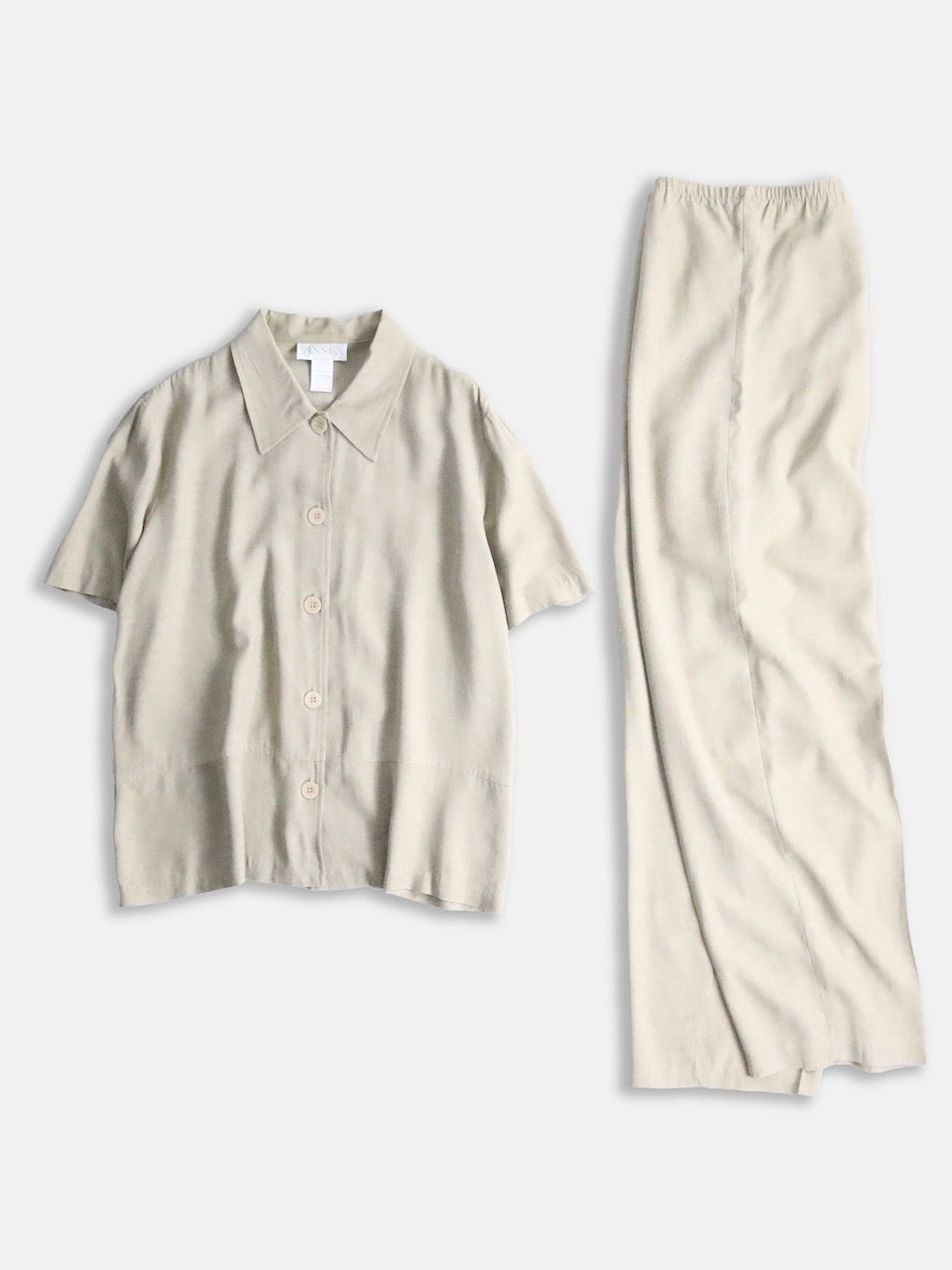 S/S shirt & easy pants setup beige