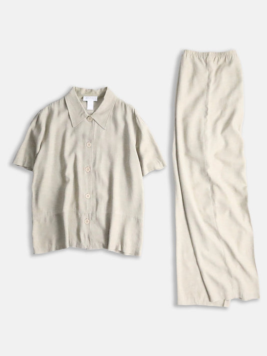 S/S shirt & easy pants setup beige