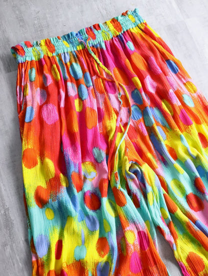 dot design easy pants multicolor