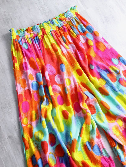 dot design easy pants multicolor