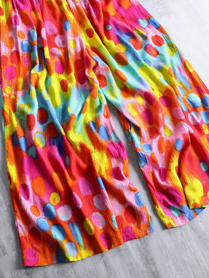 dot design easy pants multicolor