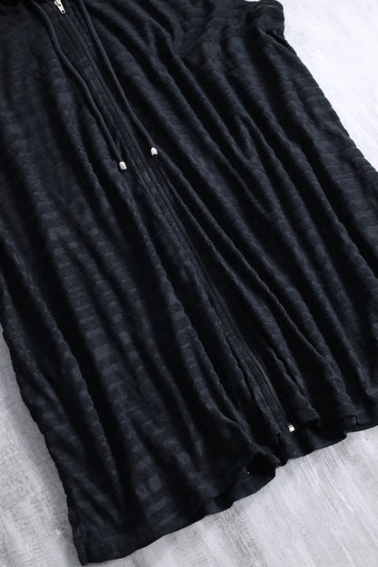 long zip knit vest hoodie black
