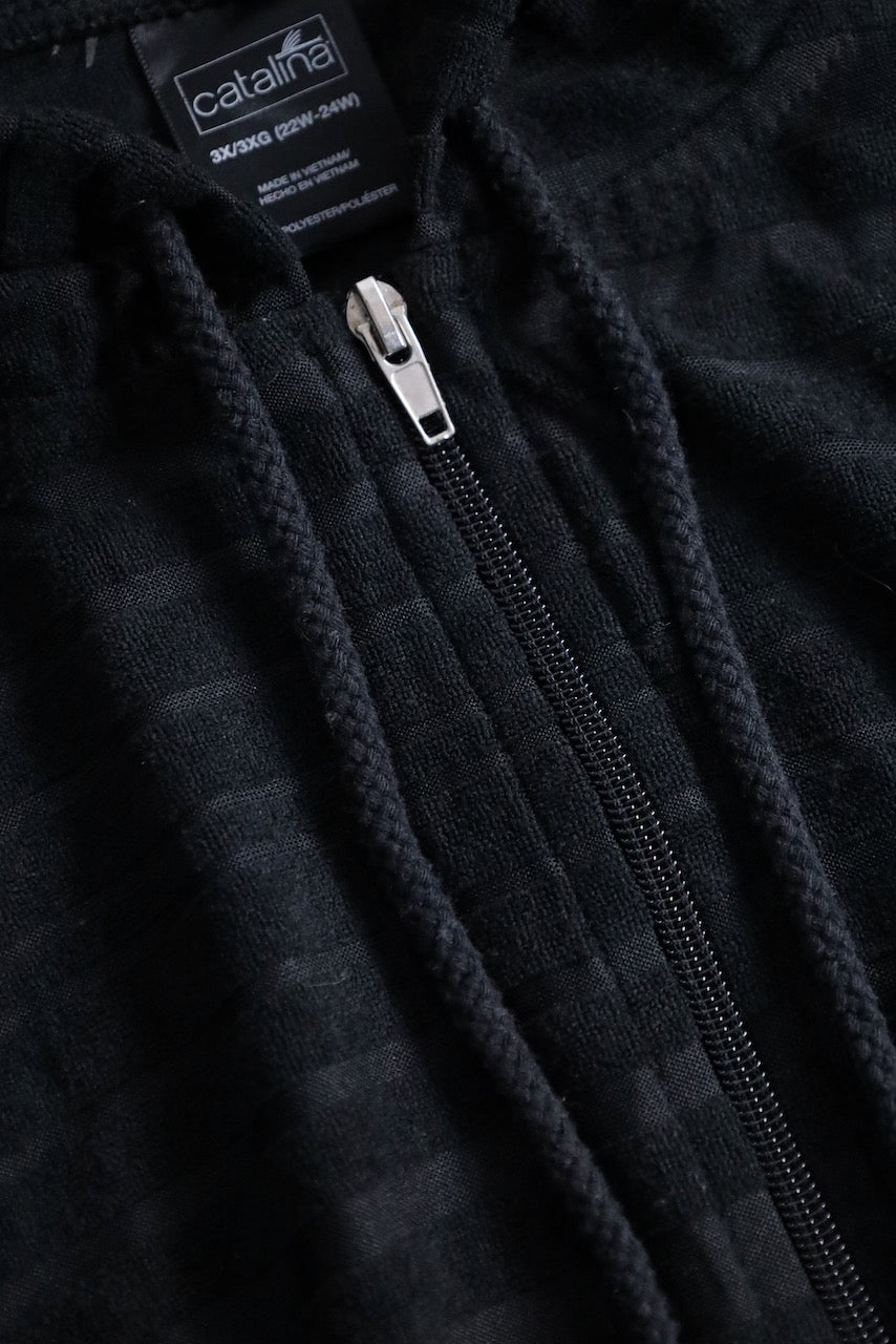 long zip knit vest hoodie black