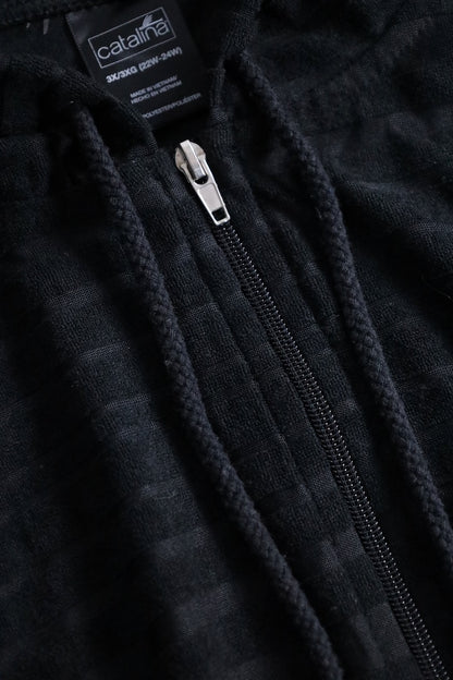 long zip knit vest hoodie black