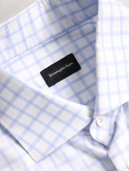 Ermenegildo Zegna check shirt white-lightblue