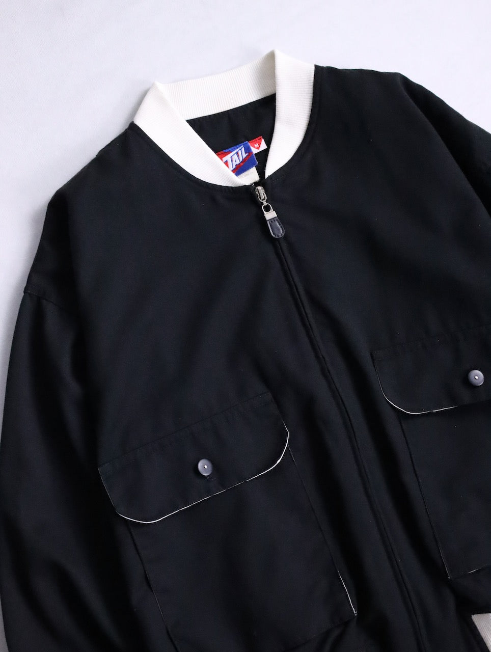 bicolor flap pocket bomber jacket black-white