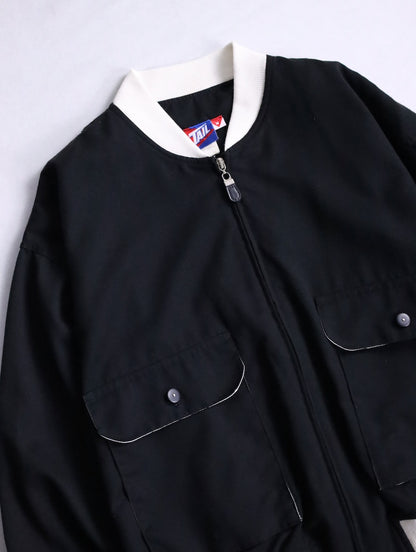 bicolor flap pocket bomber jacket black-white