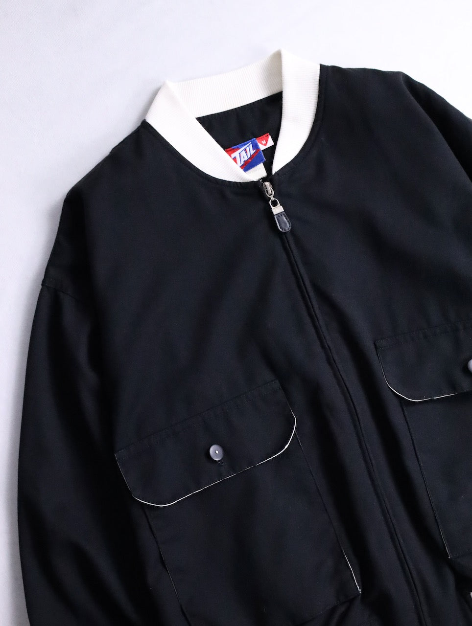 bicolor flap pocket bomber jacket black-white
