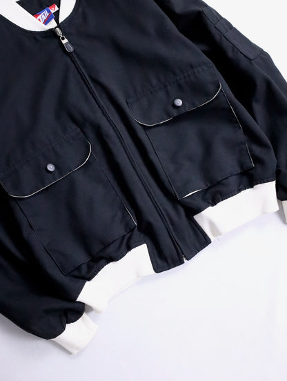 bicolor flap pocket bomber jacket black-white