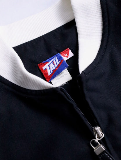 bicolor flap pocket bomber jacket black-white