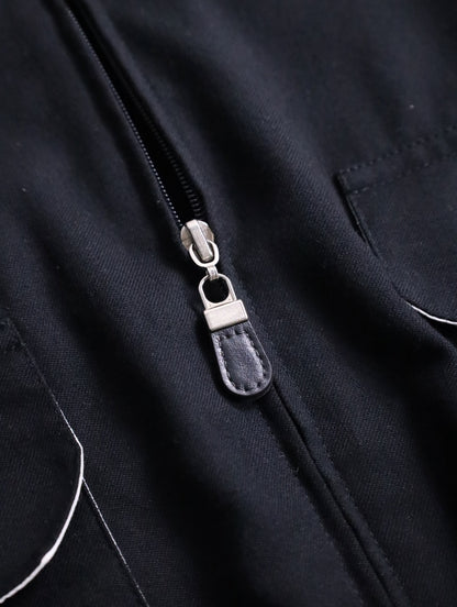bicolor flap pocket bomber jacket black-white