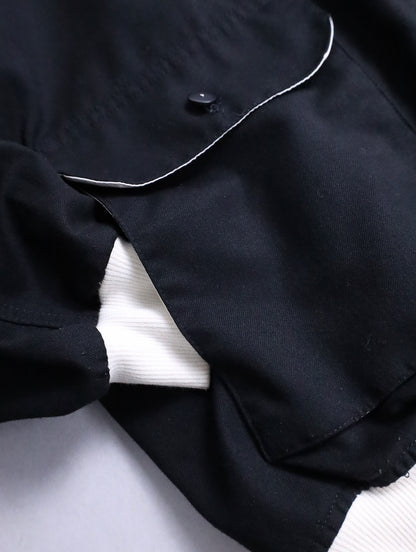 bicolor flap pocket bomber jacket black-white