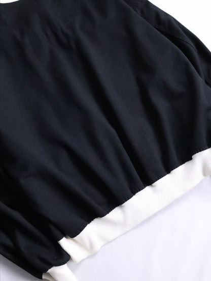 bicolor flap pocket bomber jacket black-white