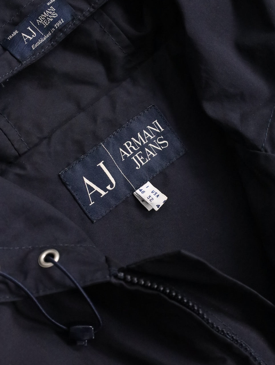 Armani Jeans nylon touch hooded jacket navy