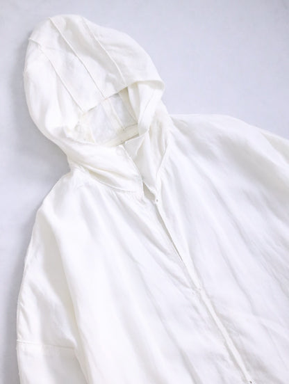 B yohji yamamoto linen shrit hoodie white